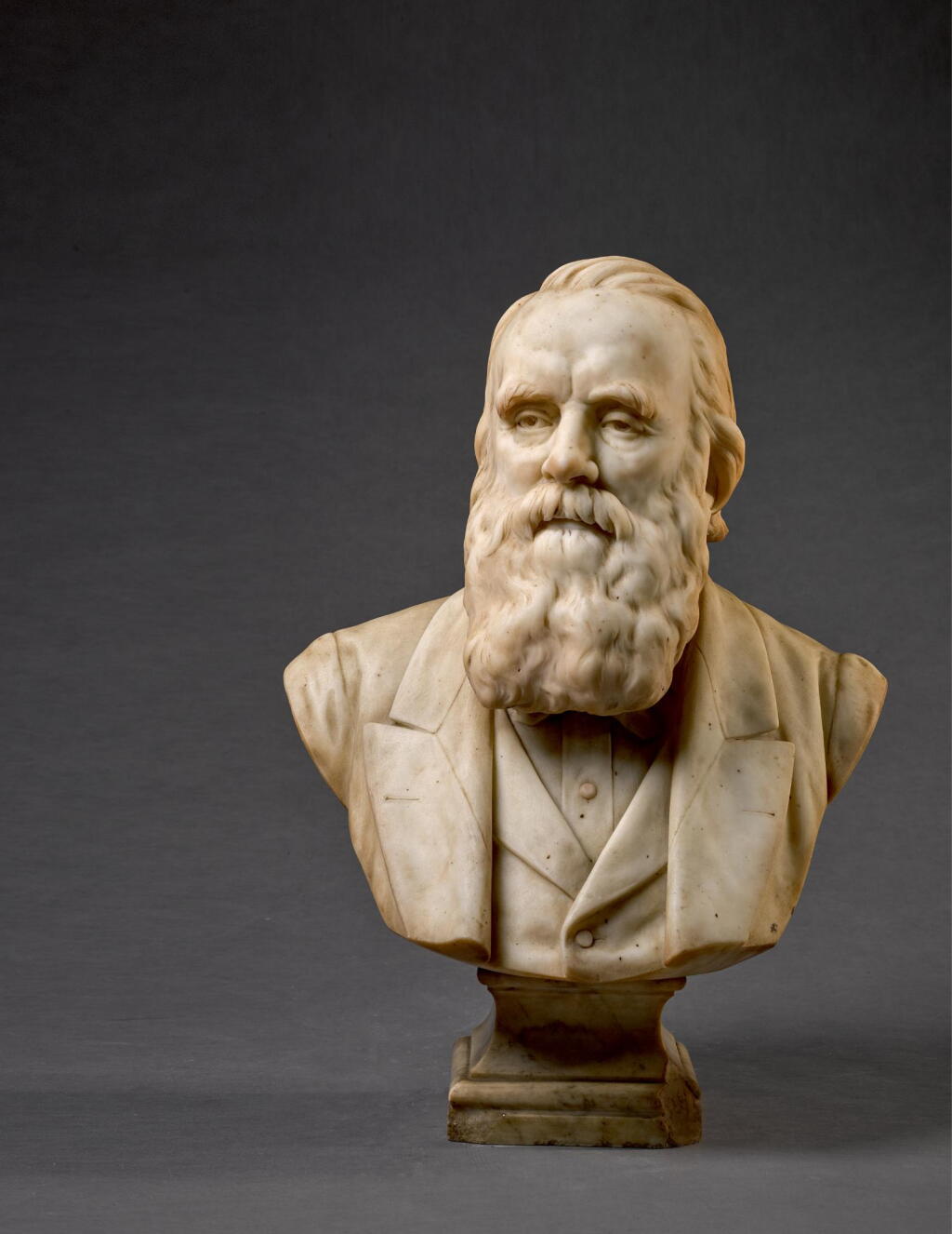 View full screen - View 1 of Lot 70. SIR JOSEPH EDGAR BOEHM R.A. | BUST OF A MAN, POSSIBLY CHARLES DARWIN (1809-1882).
