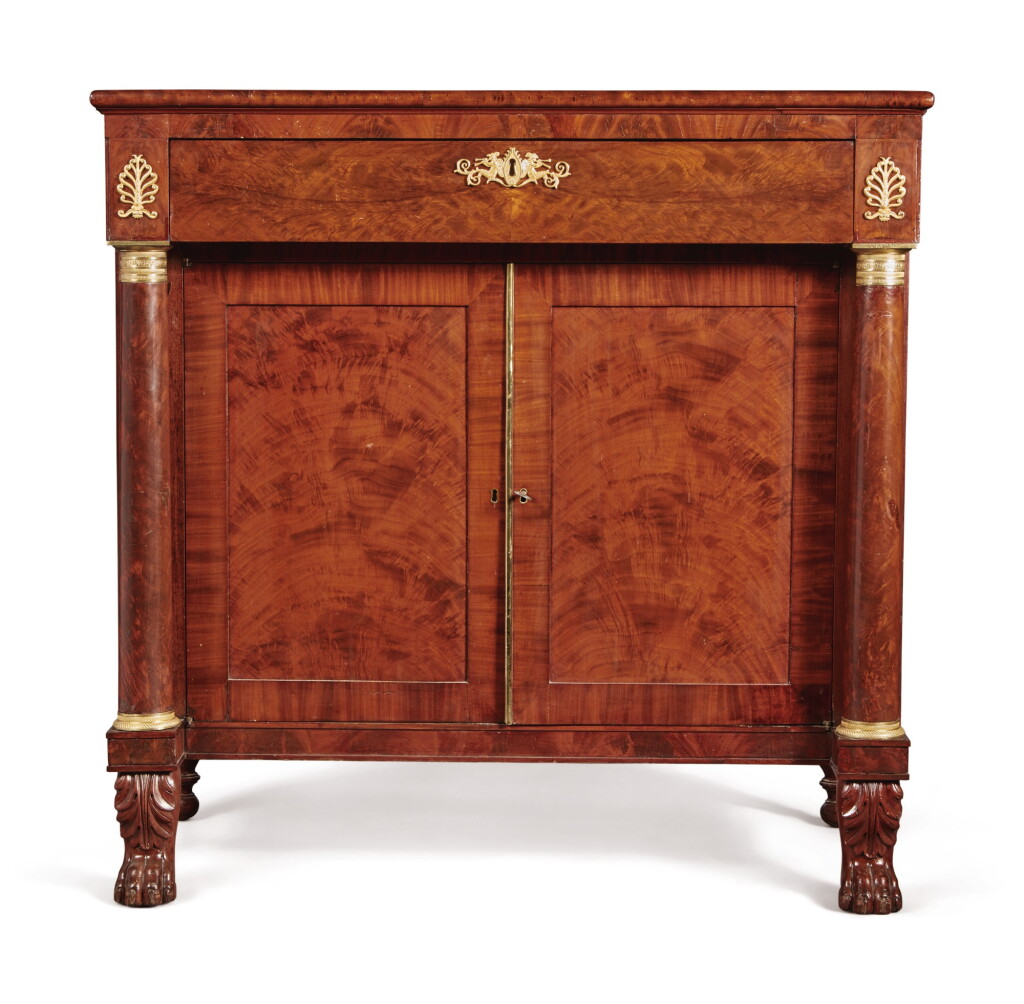 View full screen - View 1 of Lot 123. Classical Ormolu-Mounted, Carved and Figured Mahogany Cabinet, Attributed to Duncan Phyfe (1768-1854), New York, circa 1815.