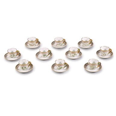 View full screen - View 1 of Lot 94. A set of ten Royal Copenhagen Flora Danica small coffee cups and saucers, 20th century.