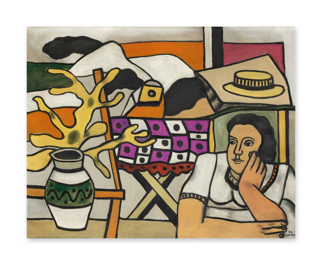 View full screen - View 1 of Lot 11. Une femme brune et une plante jaune.