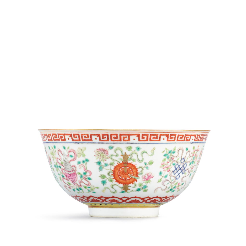 View full screen - View 1 of Lot 531. A famille-rose 'bajixiang' bowl, Mark and period of Guangxu 清光緒 粉彩八吉祥紋盌 《大清光緒年製》款.