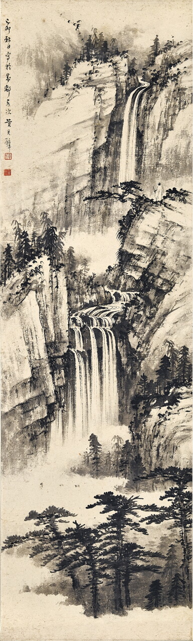 View full screen - View 1 of Lot 6060. 黃君璧 高巖飛瀑 | Huang Junbi, Waterfall in Towering Mountains.
