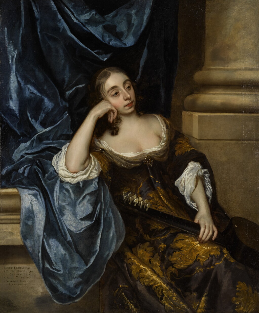 View full screen - View 1 of Lot 27. Portrait of Elizabeth Capel, Countess of Carnarvon (1633–1678), with a guitar |《伊莉莎白・卡佩,卡那封伯爵夫人(1633-1678年)手持吉他的肖像》.