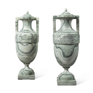 View full screen - View 1 of Lot 126. A pair of Italian cipollino marble urns.