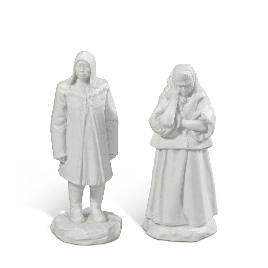 View full screen - View 1 of Lot 244. Two white porcelain figures from the ‘Peoples of Russia’ series including the Lamut man and Olonetsk woman, Imperial Porcelain Factory, period of Nicholas II and probably State Porcelain Factory, early 20th century .