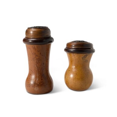 View full screen - View 1 of Lot 63. Two cricket gourds and covers, 19th / 20th century | 十九 / 二十世紀 匏製蟋蟀蓋罐一組兩件.