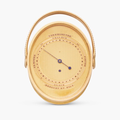 View full screen - View 1 of Lot 431. No. 2119 | A very rare yellow gold oval ring thermometer, Sold by Moreau of La Maison Russie to Count Potocki on 1 May 1810.