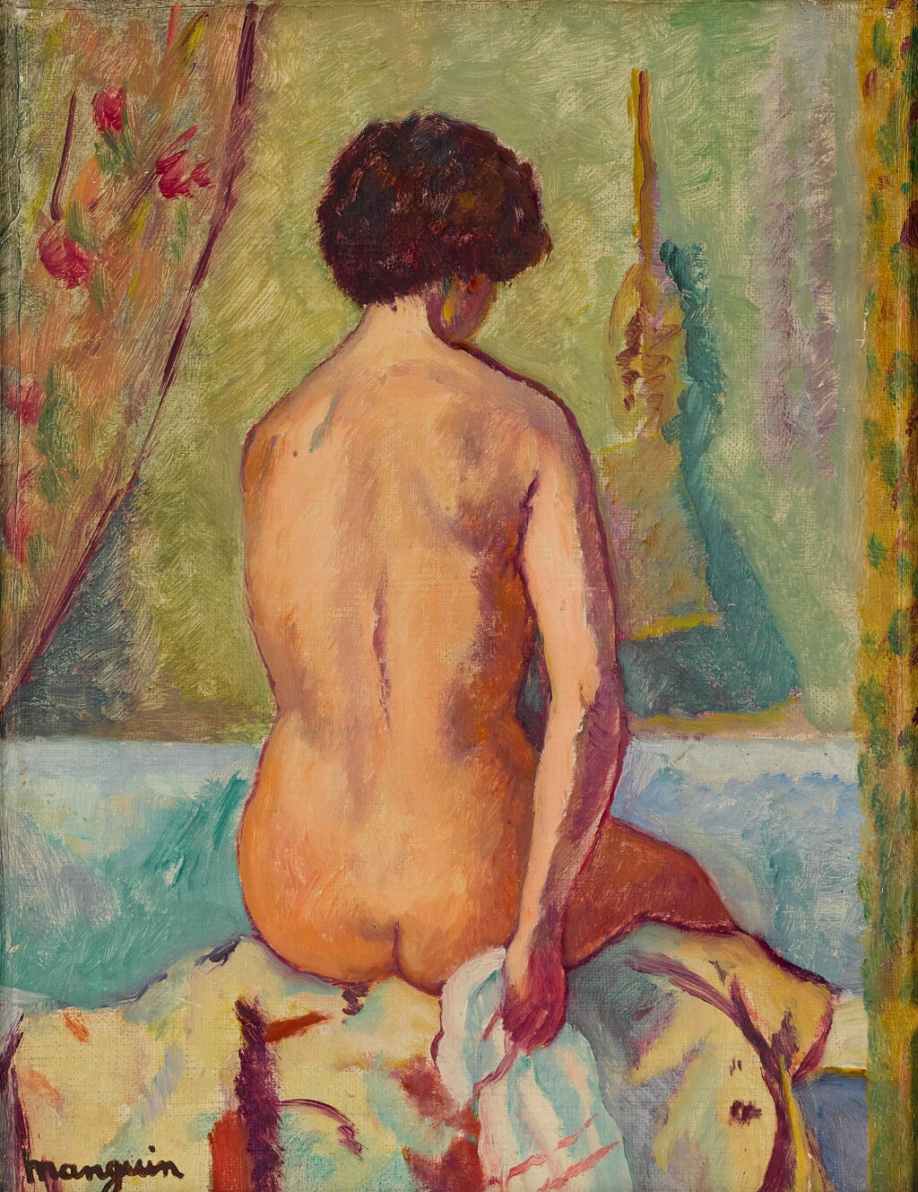 View full screen - View 1 of Lot 812. Nu assis de dos, line.