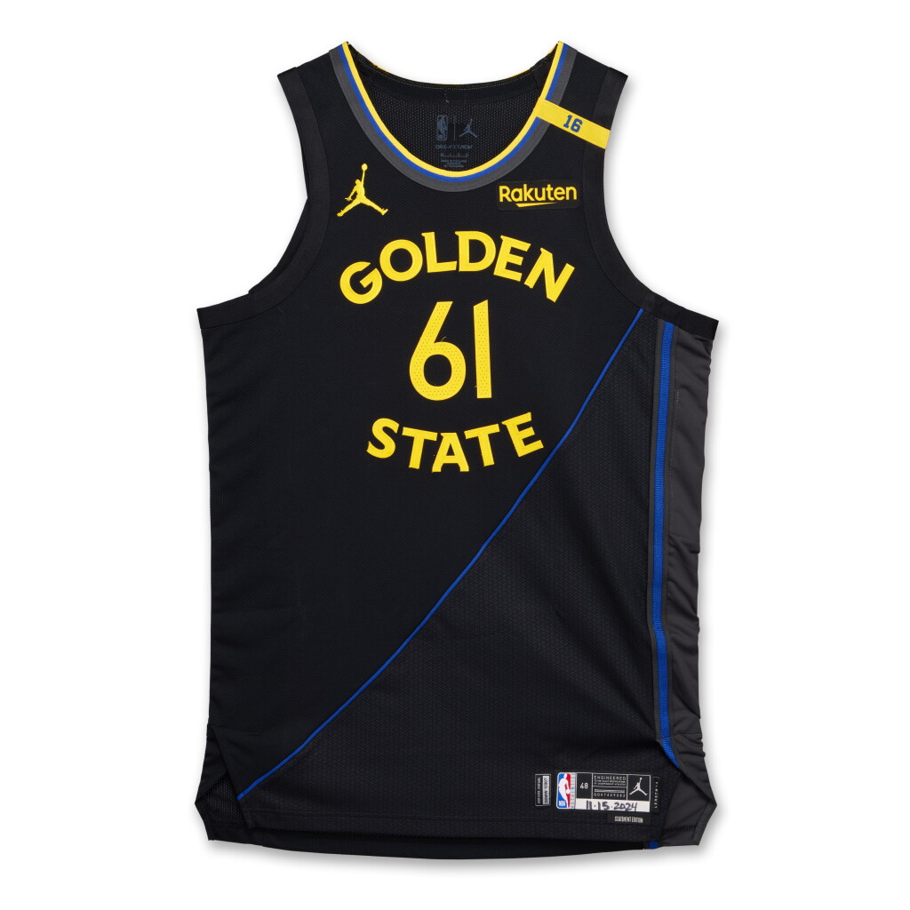 View full screen - View 1 of Lot 63. Pat Spencer Golden State Warriors 2024-2025 Emirates NBA Cup Game Issued Statement Edition Jersey .