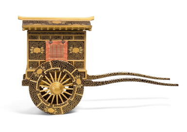 View full screen - View 1 of Lot 88. A LACQUER MODEL OF A COURTIER'S CARRIAGE, EDO PERIOD, 19TH CENTURY.