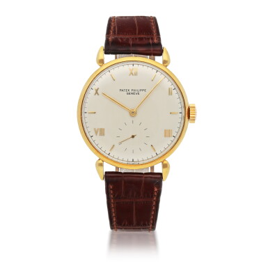 View full screen - View 1 of Lot 157. REF 1509 YELLOW GOLD WRISTWATCH WITH TEARDROP LUGS MADE IN 1946.