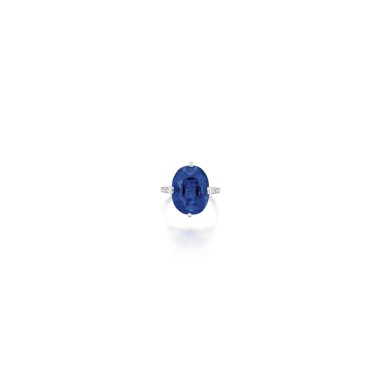 View full screen - View 1 of Lot 1783. CARTIER | A FINE SAPPHIRE AND DIAMOND RING, EARLY 20TH CENTURY 卡地亞 | 12.89卡拉 天然 「緬甸」藍寶石 配 鑽石 戒指, 20世紀初期.