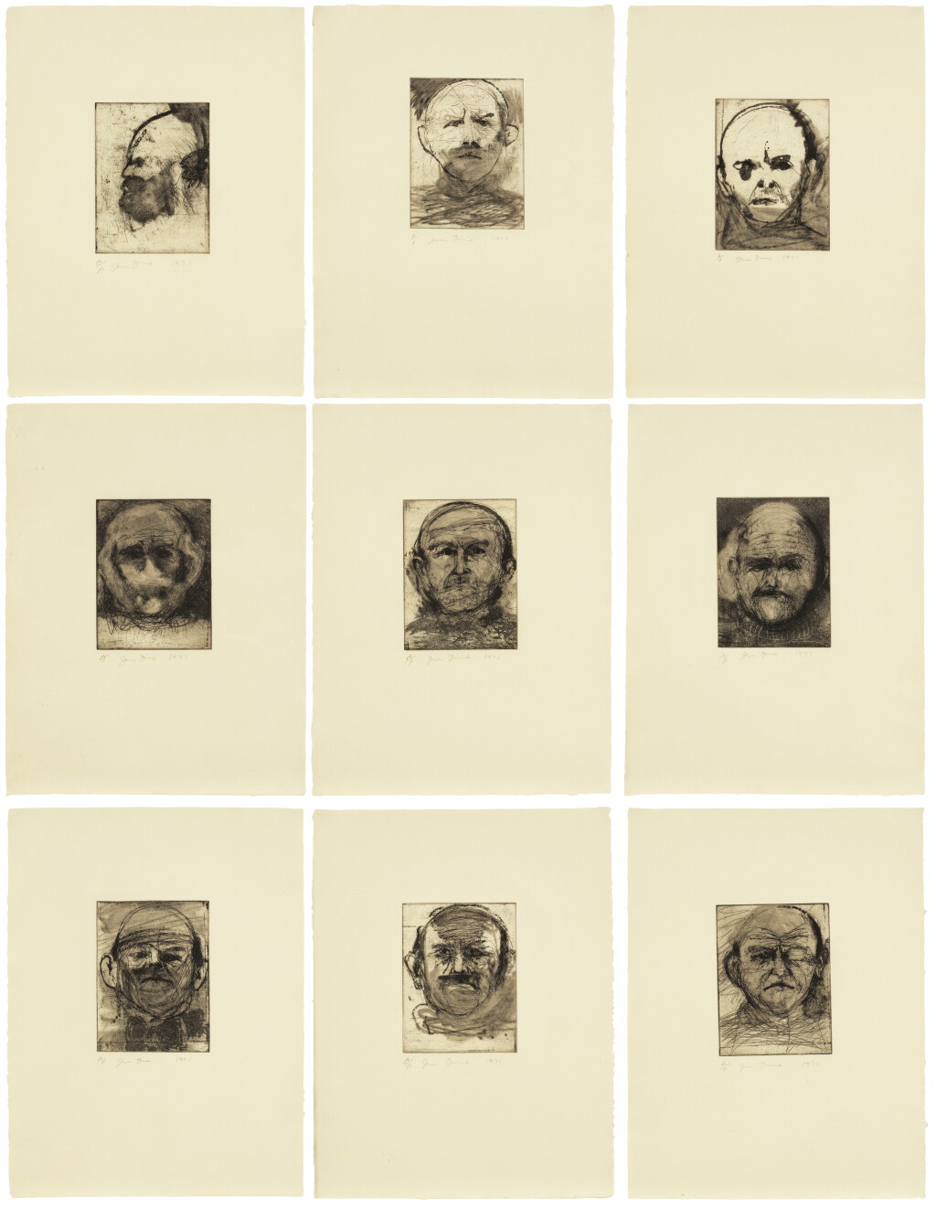 View full screen - View 1 of Lot 751. Self-Portraits — Second Published State (The Dartmouth Portraits) (Williams College 184-192).