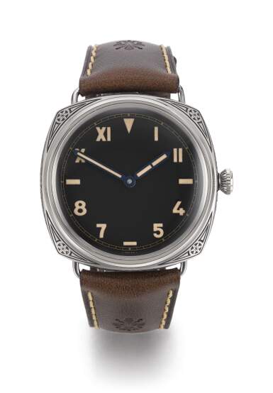 View full screen - View 1 of Lot 3. PANERAI │ RADIOMIR FIRENZE REF PAMA0672 │ AN ENGRAVED STAINLESS STEEL WRISTWATCH.