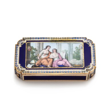 View full screen - View 1 of Lot 303. A gold and enamel snuff box, Geneva, circa 1795 | Tabatière en or et émail, Genève, vers 1795.