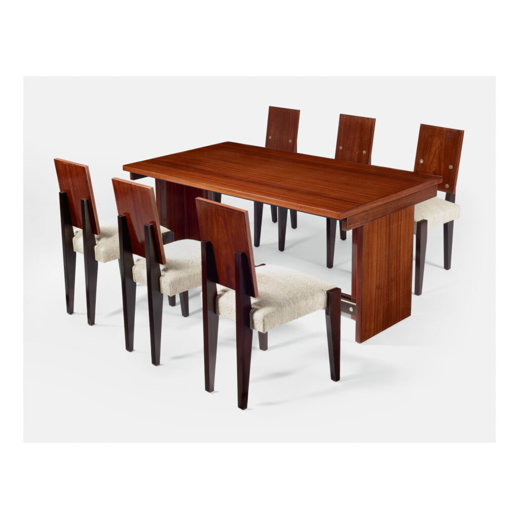 View full screen - View 1 of Lot 148. ANDRÉ SORNAY | DINING TABLE AND SIX CHAIRS.