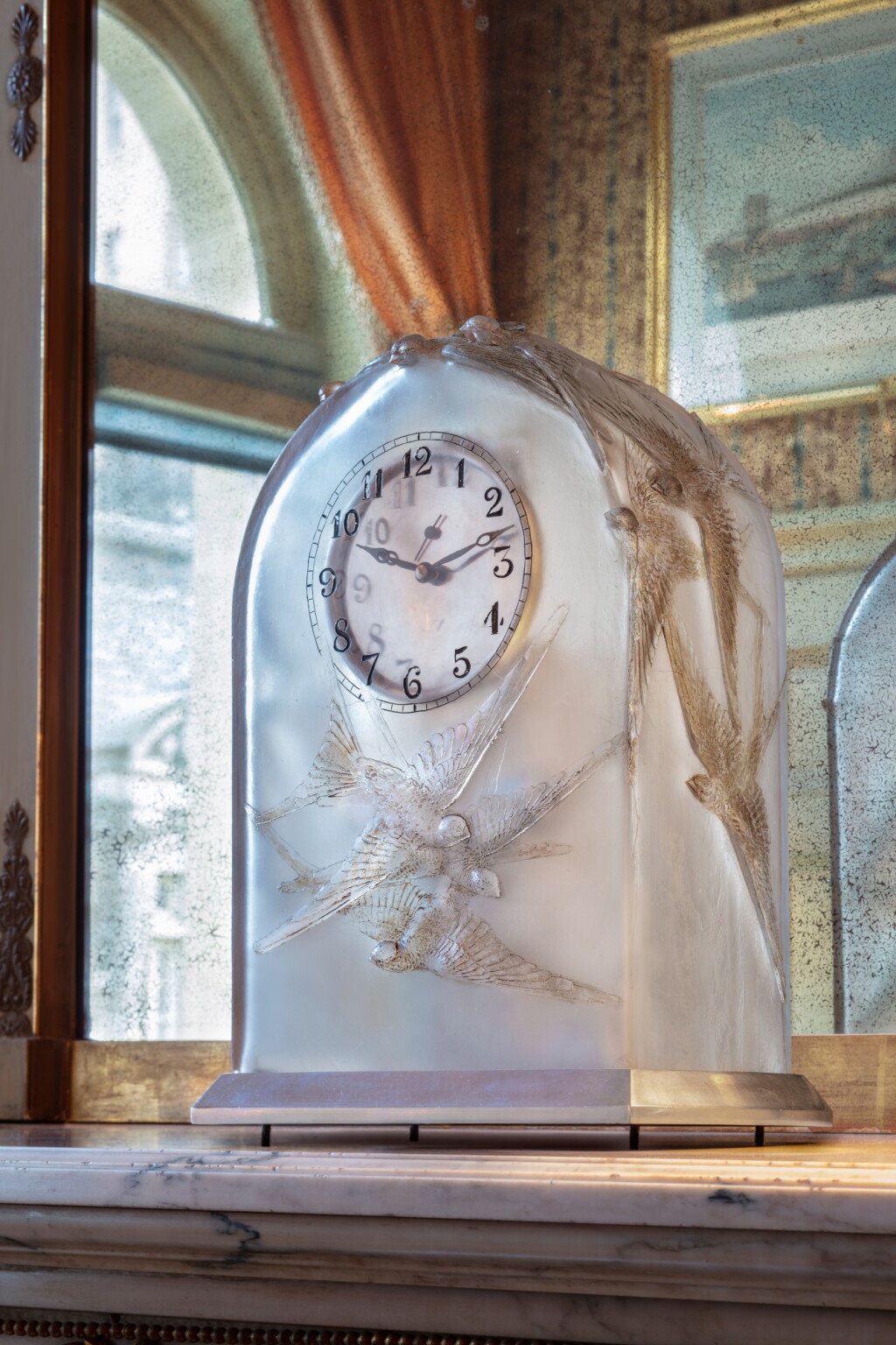 View full screen - View 1 of Lot 318. Rare "Douze Hirondelles" Cire Perdue Mantel Clock.