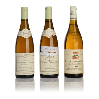 View full screen - View 1 of Lot 262. Puligny Montrachet, Les Referts 1990 by Louis Carillon et Fils and Meursault, Genevrières 1999 by Mestre Michelot (3 BT).