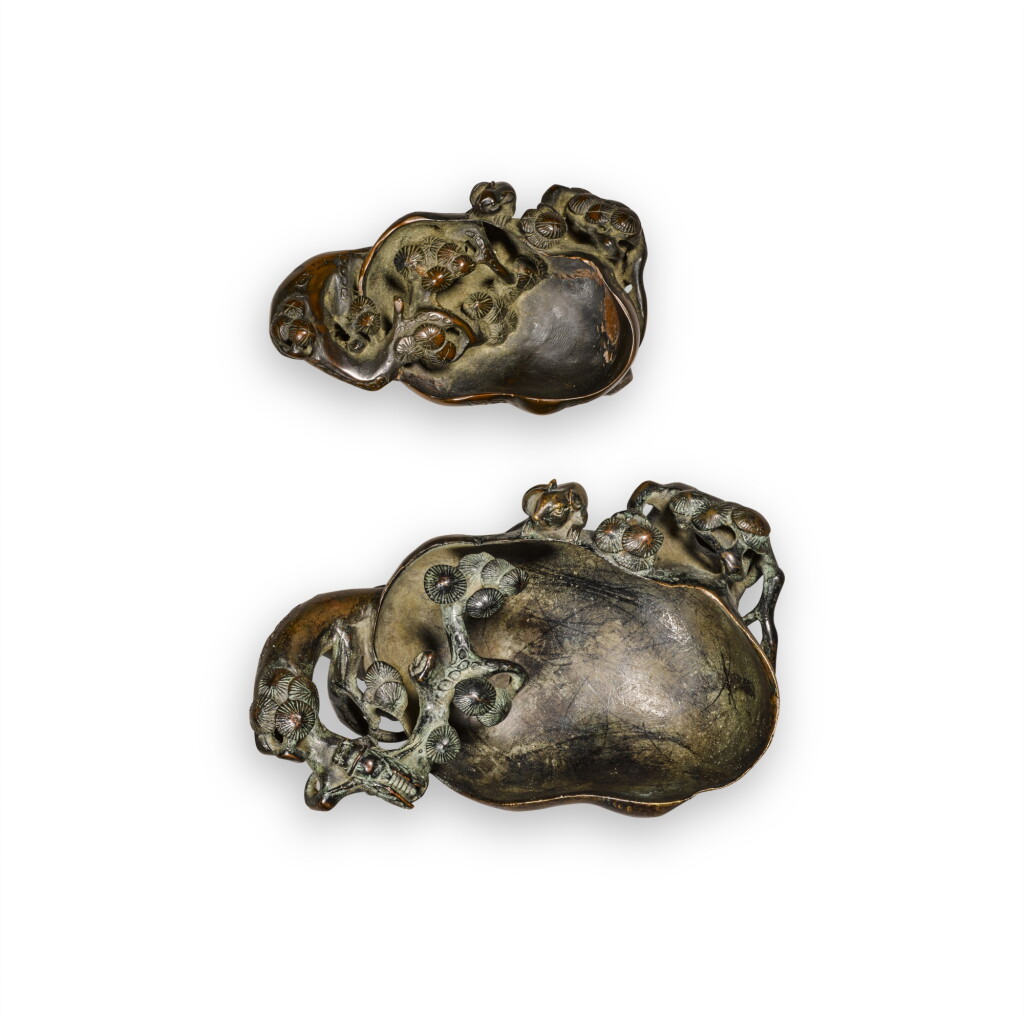 View full screen - View 1 of Lot 869. A bronze 'pine' brushwasher, Qing dynasty.