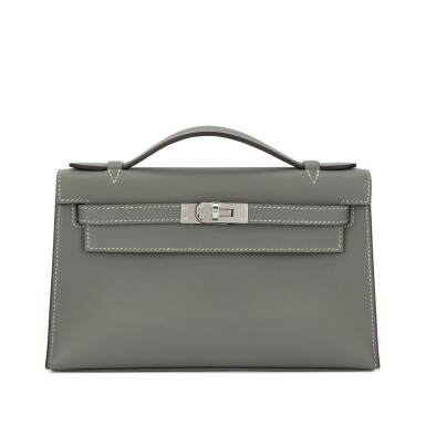View full screen - View 1 of Lot 545. Gris Meyer and Gris Perle Swift HSS Kelly Pochette Palladium Hardware, 2025.