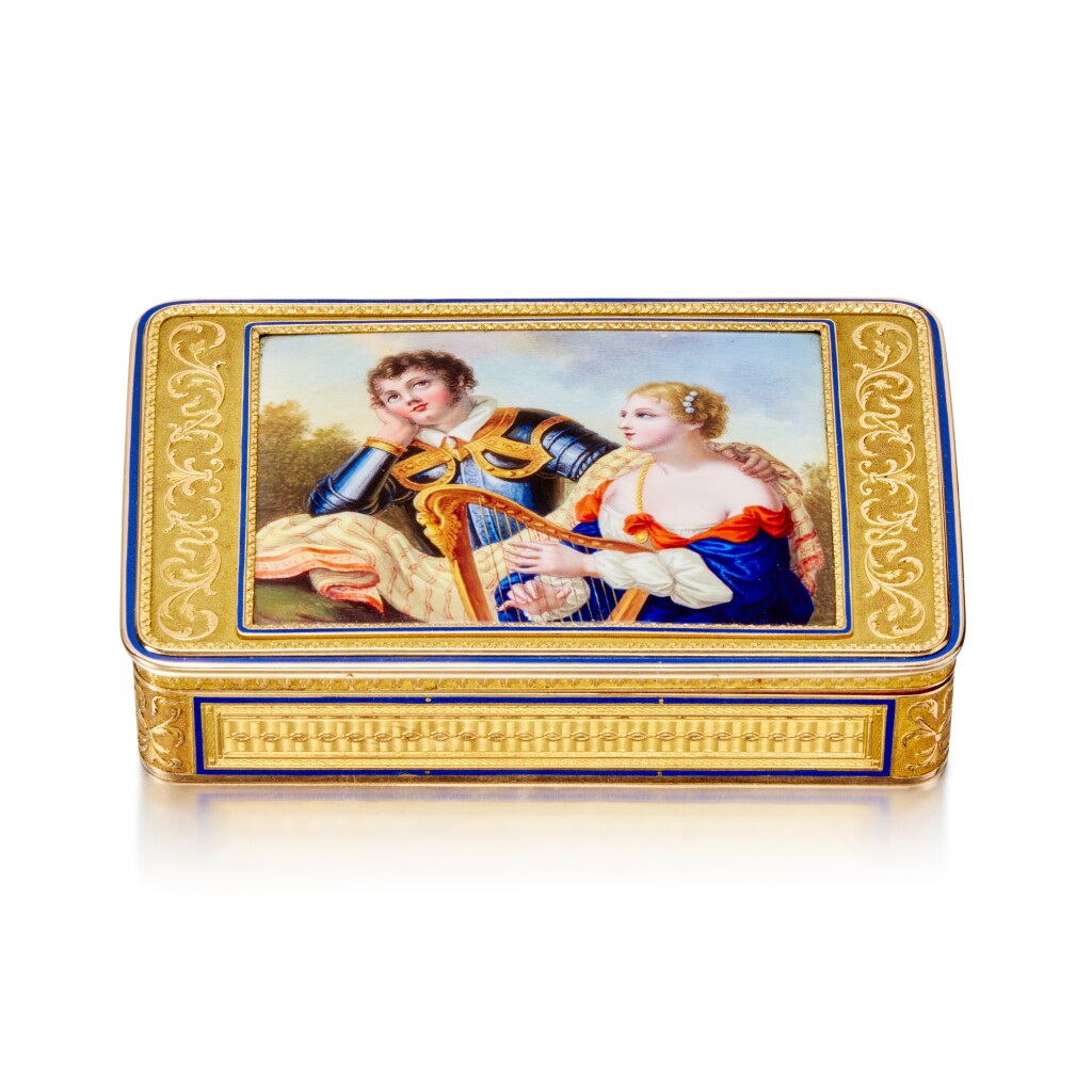 View full screen - View 1 of Lot 418. A Gold and Enamel Snuff Box, Hanau, Maker's Mark MM Conjoined Incuse, Circa 1805.