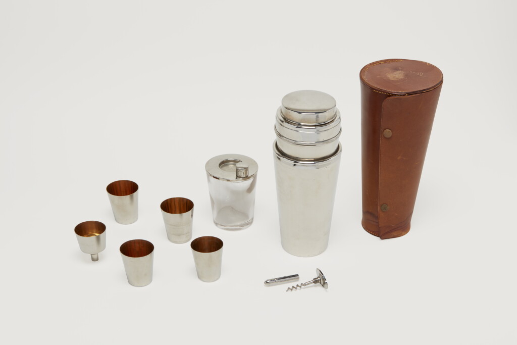 View full screen - View 1 of Lot 25. A GERMAN CHROME-PLATED ART DECO TRAVEL COCKTAIL SET.