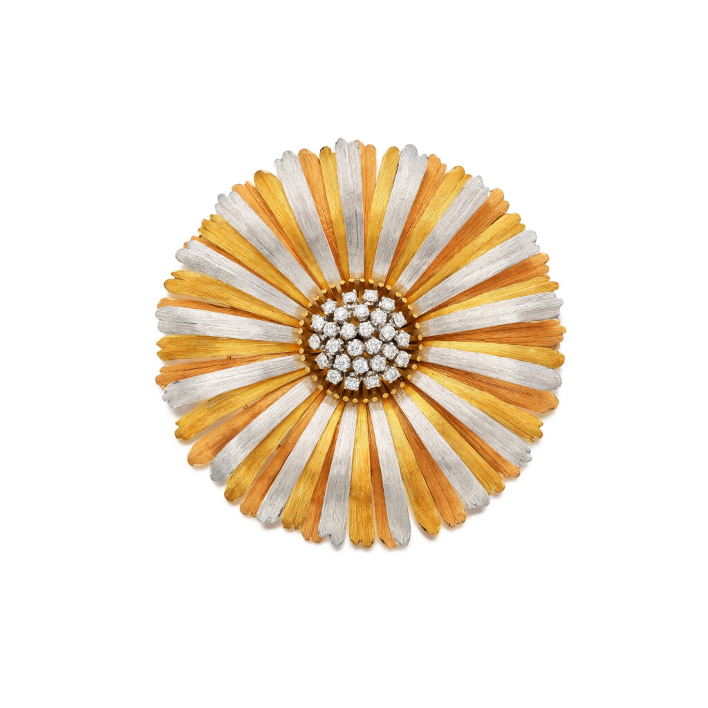 View full screen - View 1 of Lot 117. Three-Color Gold and Diamond Brooch.