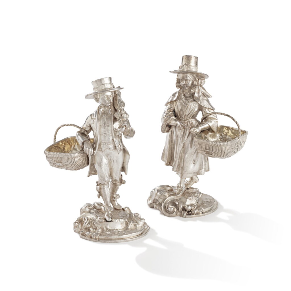 View full screen - View 1 of Lot 570. A pair of silver figural salts, Garrard & Co. Ltd., London, 1929.