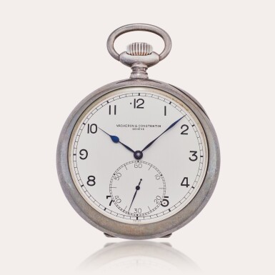 View full screen - View 1 of Lot 425. A silver open-faced keyless deck watch, No. 450671, Circa 1940.