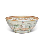 A Fine and Important Chinese Export 'Hong' Punch Bowl, Qing Dynasty, Jiaqing Period, circa 1810