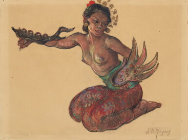 View full screen - View 1 of Lot 886. Adrien-Jean Le Mayeur de Merprès 勒邁耶 | Balinese dancer, Ni Pollock 巴厘舞者妮·帕洛.
