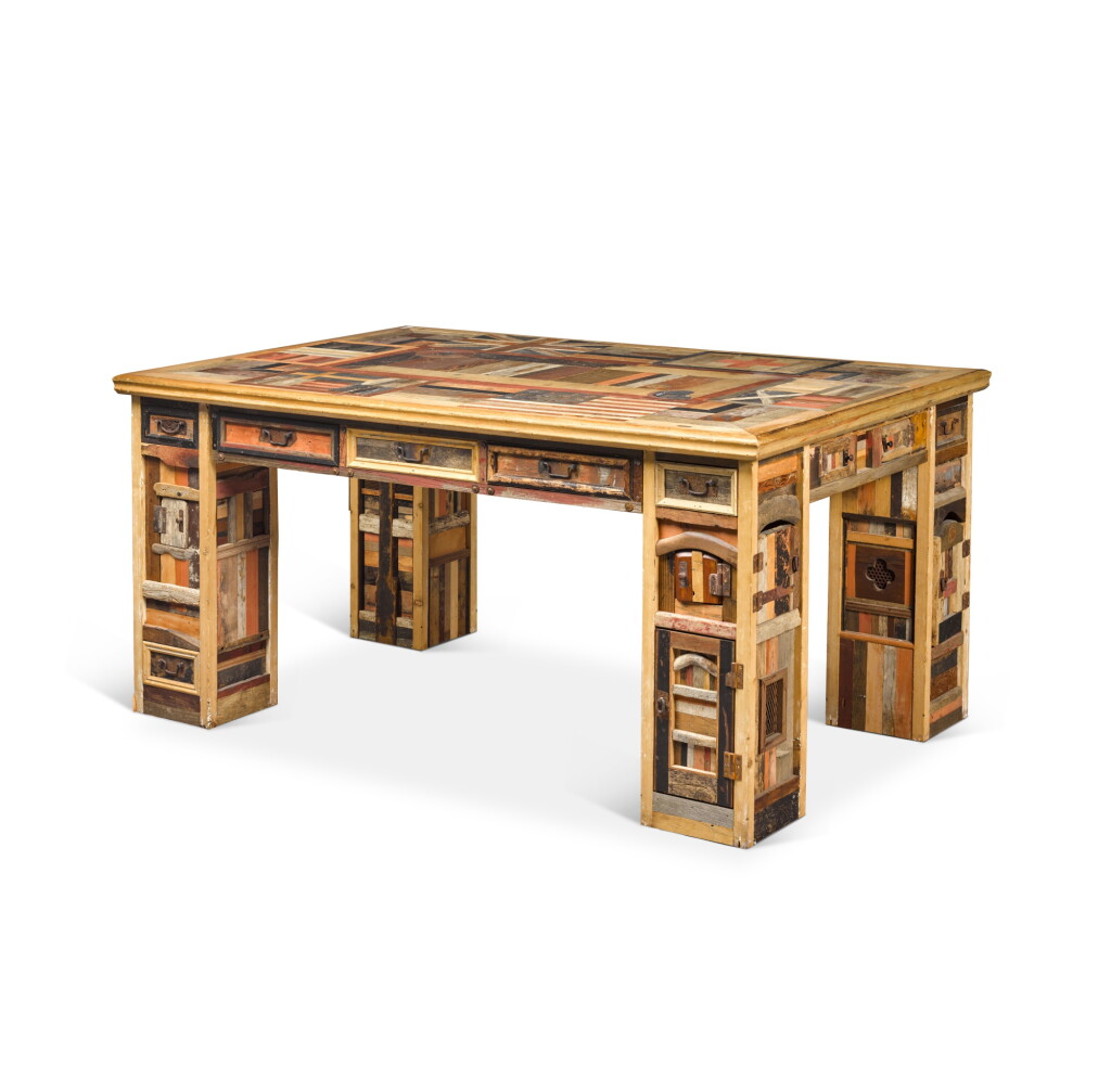 View full screen - View 1 of Lot 171. Library table with cupboard legs.