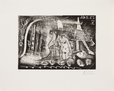 View full screen - View 1 of Lot 578. Au théâtre: femme décapitée par un bourreau, et vieillard (B. 1423; Ba. 1451) .