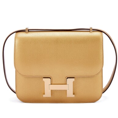 View full screen - View 1 of Lot 9645. Limited Edition Dore Chèvre Chamkilight Metallic Mini Constance 18 Permabrass Hardware, 2024.