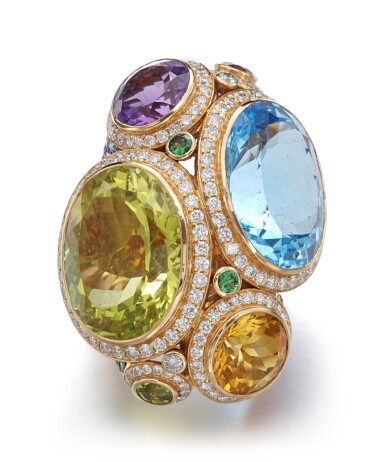 View full screen - View 1 of Lot 143. GEM SET AND DIAMOND RING.