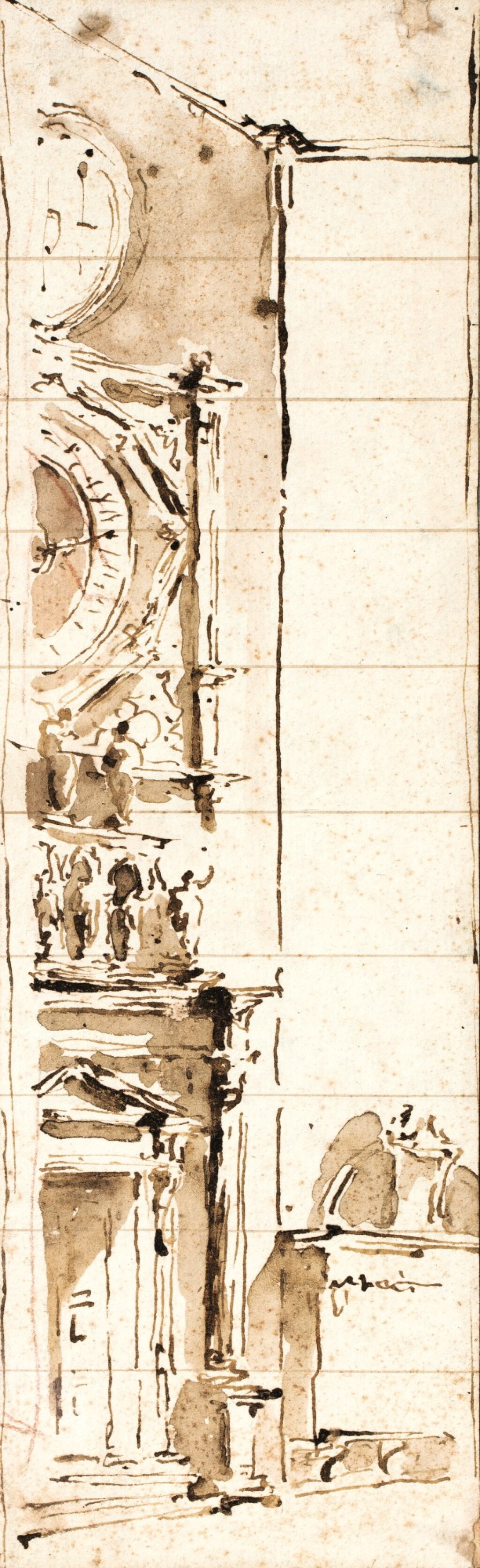 View full screen - View 1 of Lot 53. Design for one side of an elaborate façade with a clock .