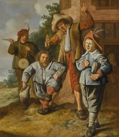 View full screen - View 1 of Lot 28. JAN MIENSE MOLENAER | A group of young musicians with a dancing dwarf.