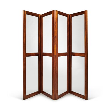 View full screen - View 1 of Lot 258. A French Mahogany Four Panel Folded Chamber Screen, 19th Century.