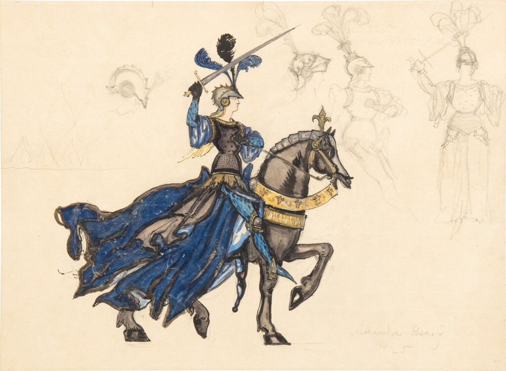 View full screen - View 1 of Lot 14. Costume Design for Ida Rubinstein in L'Impératrice aux Rochers. Un Miracle de Notre-Dame | Costume de théâtre pour Ida Rubinstein dans L'Impératrice aux Rochers. Un miracle de Notre-Dame.
