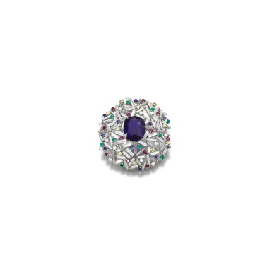 View full screen - View 1 of Lot 19. GEM SET AND DIAMOND BROOCH.