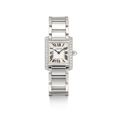 View full screen - View 1 of Lot 155. CARTIER | TANK FRANÇAISE, REFERENCE 2403, A WHITE GOLD AND DIAMOND-SET WRISTWATCH WITH BRACELET, CIRCA 2000.