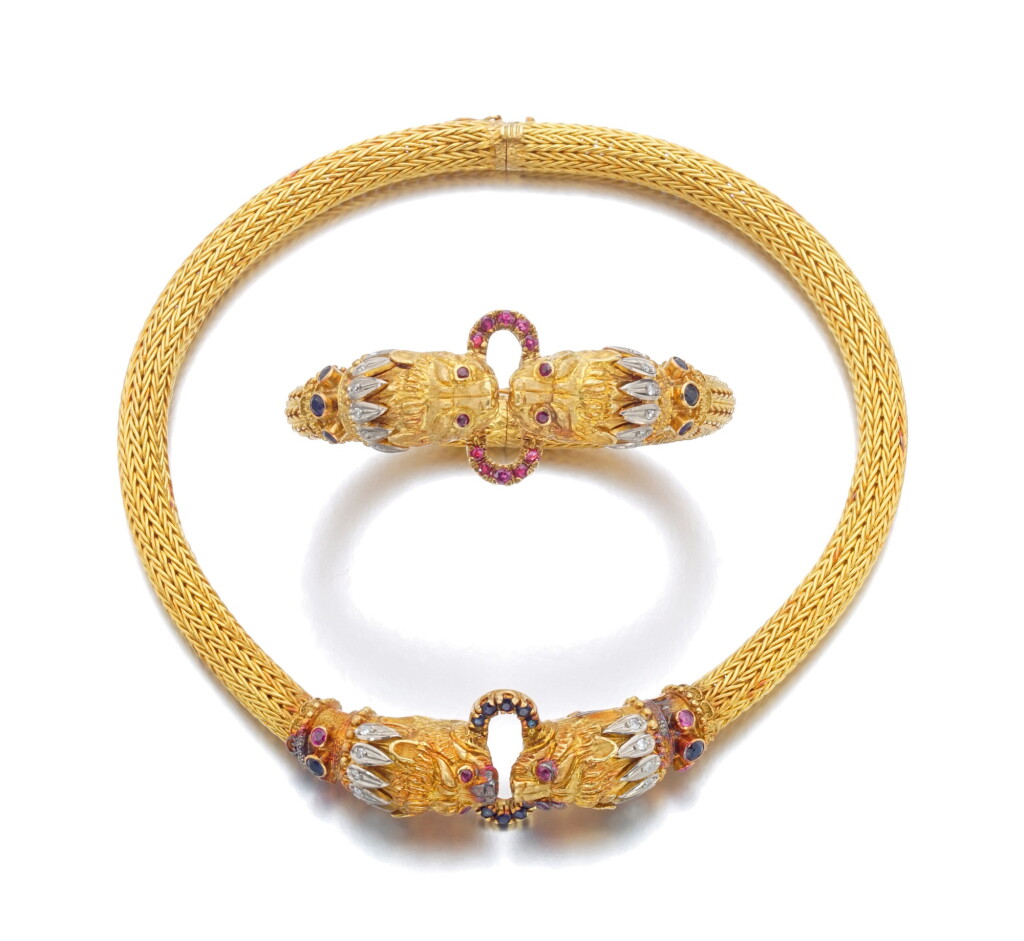 View full screen - View 1 of Lot 82. GOLD AND GEM SET DEMI-PARURE | ILIAS LALAOUNIS.