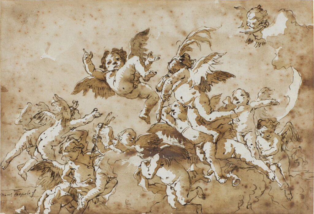 View full screen - View 1 of Lot 118. Putti in the clouds.
