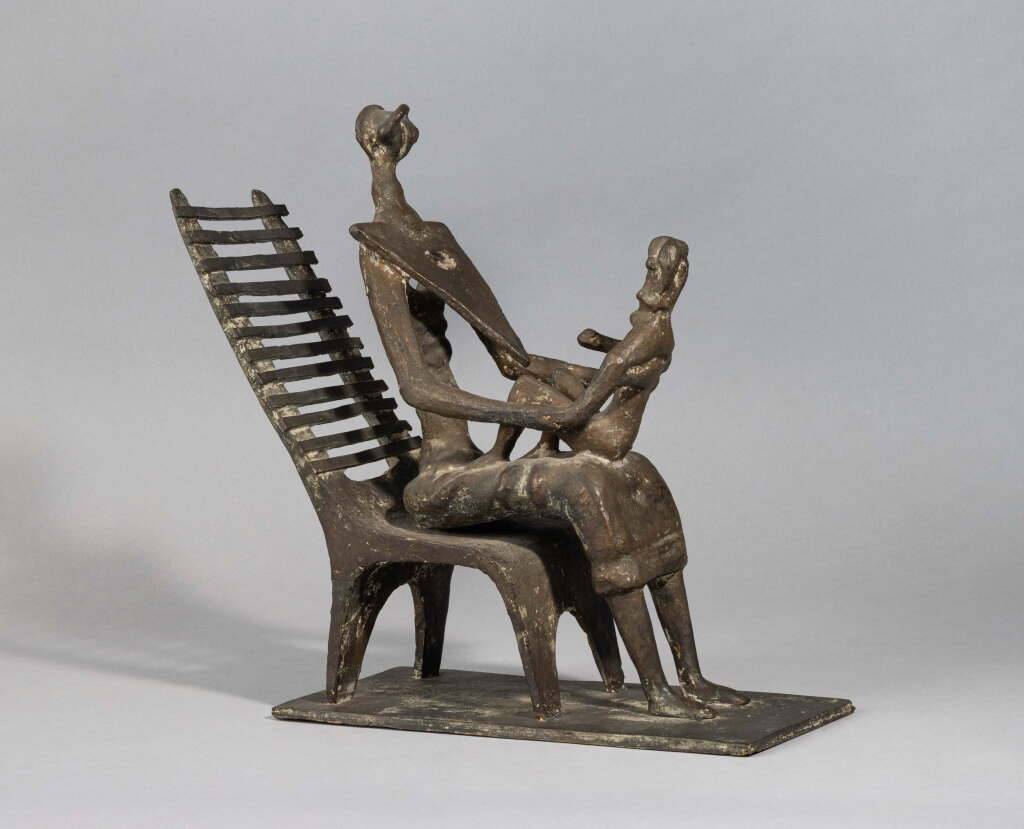 View full screen - View 1 of Lot 57. Mother and Child on Ladderback Chair.