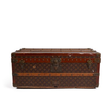 View full screen - View 1 of Lot 244. Brown Monogram Coated Canvas Malle Cabine 80 Trunk Gold Hardware, 1926.
