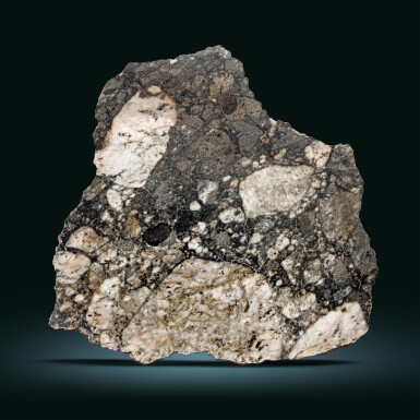 View full screen - View 1 of Lot 93. Touat 005 — A Complete Slice of a Lunar Meteorite.
