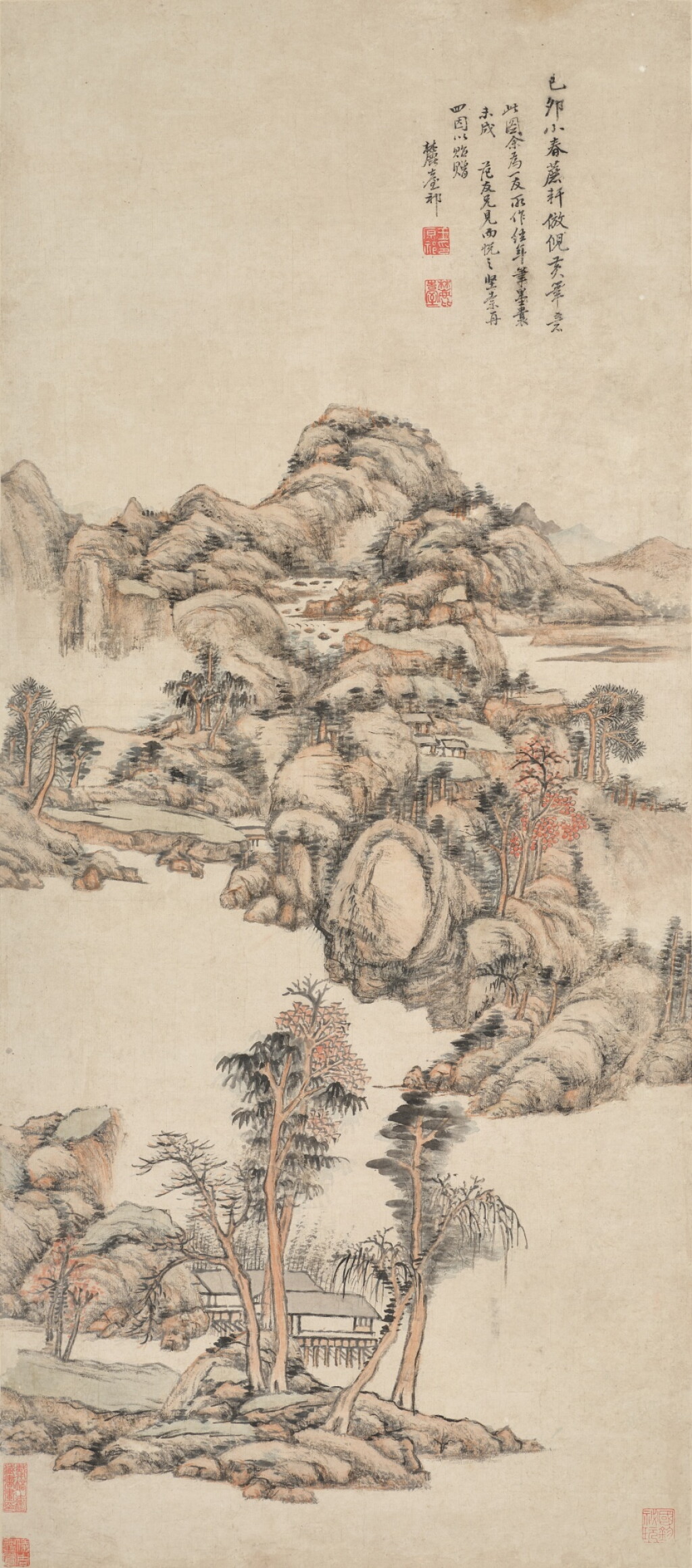 View full screen - View 1 of Lot 3056. 王原祁 仿倪黃筆意山水|Wang Yuanqi, Landscape after Ni Zan and Huang Gongwang.