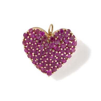 View full screen - View 1 of Lot 415. Tiffany & Co. | Broche-pendentif saphirs roses | Pink sapphire brooch-pendant.
