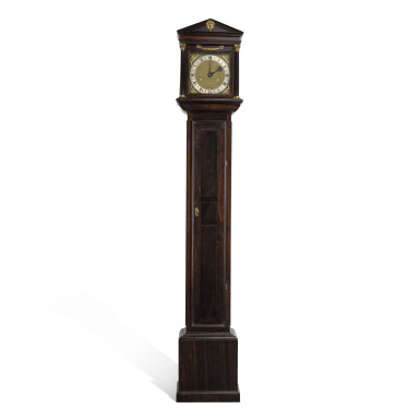 View full screen - View 1 of Lot 94. An ebony architectural longcase clock in the style of Ahasuerus Fromanteel, English, 20th century.