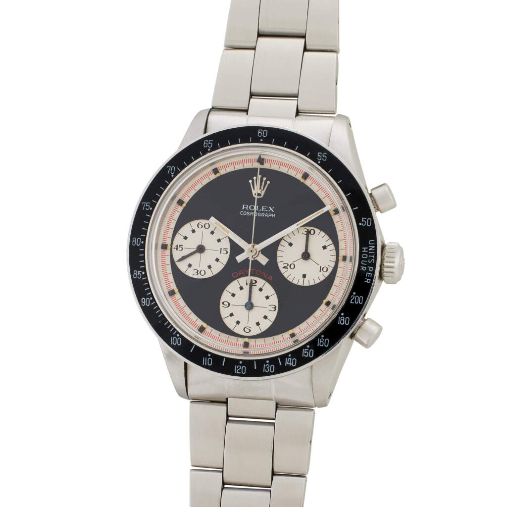 View full screen - View 1 of Lot 116. Reference 6264 Daytona ‘Paul Newman Musketeer’ | A stainless steel chronograph wristwatch with bracelet and Musketeer dial, Circa 1970.